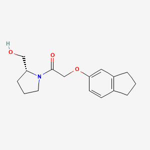 molecular formula C16H21NO3 B7579438 2-(2,3-dihydro-1H-inden-5-yloxy)-1-[(2R)-2-(hydroxymethyl)pyrrolidin-1-yl]ethanone 