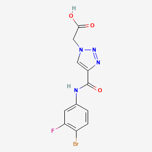 molecular formula C11H8BrFN4O3 B7579444 2-[4-[(4-Bromo-3-fluorophenyl)carbamoyl]triazol-1-yl]acetic acid 
