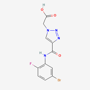 molecular formula C11H8BrFN4O3 B7579454 2-[4-[(5-Bromo-2-fluorophenyl)carbamoyl]triazol-1-yl]acetic acid 