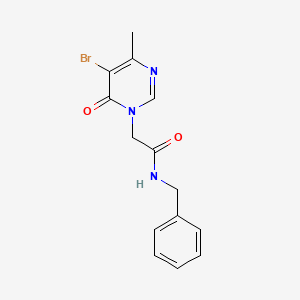 molecular formula C14H14BrN3O2 B7579482 N-benzyl-2-(5-bromo-4-methyl-6-oxopyrimidin-1-yl)acetamide 