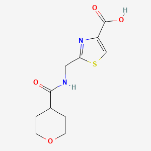molecular formula C11H14N2O4S B7579528 2-[(Oxane-4-carbonylamino)methyl]-1,3-thiazole-4-carboxylic acid 