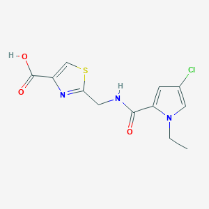 molecular formula C12H12ClN3O3S B7579534 2-[[(4-Chloro-1-ethylpyrrole-2-carbonyl)amino]methyl]-1,3-thiazole-4-carboxylic acid 