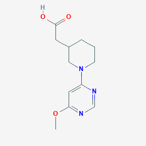 molecular formula C12H17N3O3 B7579557 2-[1-(6-Methoxypyrimidin-4-yl)piperidin-3-yl]acetic acid 