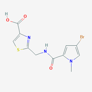 molecular formula C11H10BrN3O3S B7579558 2-[[(4-Bromo-1-methylpyrrole-2-carbonyl)amino]methyl]-1,3-thiazole-4-carboxylic acid 