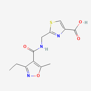 molecular formula C12H13N3O4S B7579564 2-[[(3-Ethyl-5-methyl-1,2-oxazole-4-carbonyl)amino]methyl]-1,3-thiazole-4-carboxylic acid 