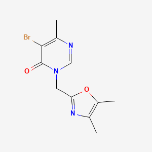molecular formula C11H12BrN3O2 B7579626 5-Bromo-3-[(4,5-dimethyl-1,3-oxazol-2-yl)methyl]-6-methylpyrimidin-4-one 