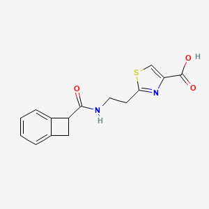 molecular formula C15H14N2O3S B7579633 2-[2-(Bicyclo[4.2.0]octa-1,3,5-triene-7-carbonylamino)ethyl]-1,3-thiazole-4-carboxylic acid 