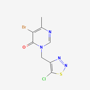 molecular formula C8H6BrClN4OS B7579673 5-Bromo-3-[(5-chlorothiadiazol-4-yl)methyl]-6-methylpyrimidin-4-one 