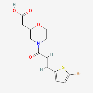 molecular formula C13H14BrNO4S B7579677 2-[4-[(E)-3-(5-bromothiophen-2-yl)prop-2-enoyl]morpholin-2-yl]acetic acid 