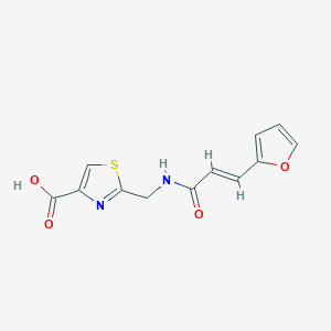 molecular formula C12H10N2O4S B7579691 2-[[[(E)-3-(furan-2-yl)prop-2-enoyl]amino]methyl]-1,3-thiazole-4-carboxylic acid 