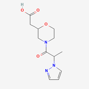 molecular formula C12H17N3O4 B7579697 2-[4-(2-Pyrazol-1-ylpropanoyl)morpholin-2-yl]acetic acid 