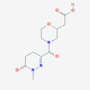 molecular formula C12H17N3O5 B7579706 2-[4-(1-Methyl-6-oxo-4,5-dihydropyridazine-3-carbonyl)morpholin-2-yl]acetic acid 