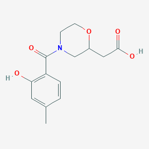 molecular formula C14H17NO5 B7579713 2-[4-(2-Hydroxy-4-methylbenzoyl)morpholin-2-yl]acetic acid 