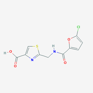 molecular formula C10H7ClN2O4S B7579762 2-[[(5-Chlorofuran-2-carbonyl)amino]methyl]-1,3-thiazole-4-carboxylic acid 