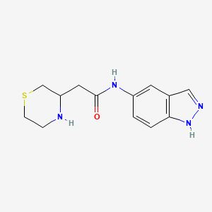 molecular formula C13H16N4OS B7579776 N-(1H-indazol-5-yl)-2-thiomorpholin-3-ylacetamide 