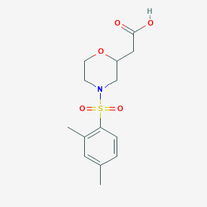 molecular formula C14H19NO5S B7579789 2-[4-(2,4-Dimethylphenyl)sulfonylmorpholin-2-yl]acetic acid 