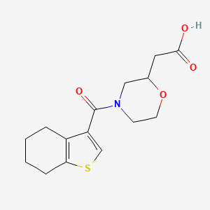 molecular formula C15H19NO4S B7579795 2-[4-(4,5,6,7-Tetrahydro-1-benzothiophene-3-carbonyl)morpholin-2-yl]acetic acid 