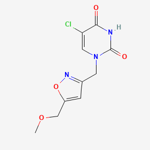 molecular formula C10H10ClN3O4 B7579805 5-Chloro-1-[[5-(methoxymethyl)-1,2-oxazol-3-yl]methyl]pyrimidine-2,4-dione 