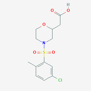 molecular formula C13H16ClNO5S B7579851 2-[4-(5-Chloro-2-methylphenyl)sulfonylmorpholin-2-yl]acetic acid 
