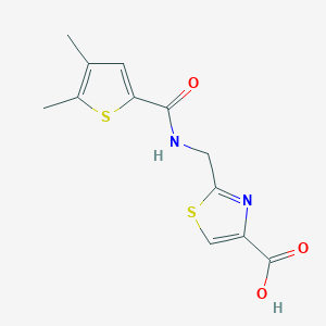 molecular formula C12H12N2O3S2 B7579877 2-[[(4,5-Dimethylthiophene-2-carbonyl)amino]methyl]-1,3-thiazole-4-carboxylic acid 