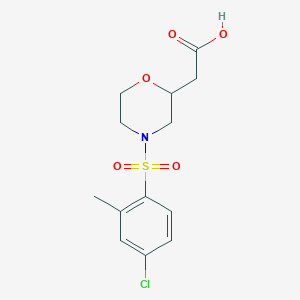 molecular formula C13H16ClNO5S B7579886 2-[4-(4-Chloro-2-methylphenyl)sulfonylmorpholin-2-yl]acetic acid 