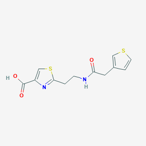 molecular formula C12H12N2O3S2 B7579892 2-[2-[(2-Thiophen-3-ylacetyl)amino]ethyl]-1,3-thiazole-4-carboxylic acid 
