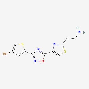 molecular formula C11H9BrN4OS2 B7579899 2-[4-[3-(4-Bromothiophen-2-yl)-1,2,4-oxadiazol-5-yl]-1,3-thiazol-2-yl]ethanamine 