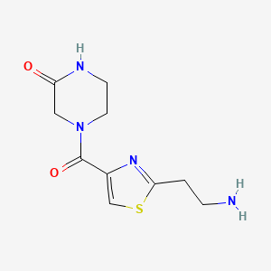 molecular formula C10H14N4O2S B7579917 4-[2-(2-Aminoethyl)-1,3-thiazole-4-carbonyl]piperazin-2-one 