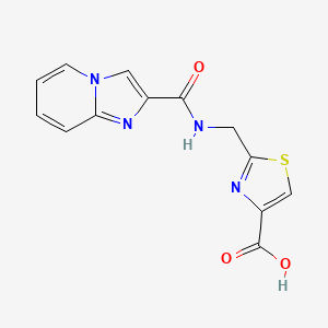 molecular formula C13H10N4O3S B7579953 2-[(Imidazo[1,2-a]pyridine-2-carbonylamino)methyl]-1,3-thiazole-4-carboxylic acid 