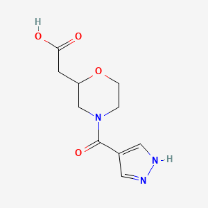 molecular formula C10H13N3O4 B7579964 2-[4-(1H-pyrazole-4-carbonyl)morpholin-2-yl]acetic acid 