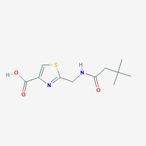 molecular formula C11H16N2O3S B7579965 2-[(3,3-Dimethylbutanoylamino)methyl]-1,3-thiazole-4-carboxylic acid 