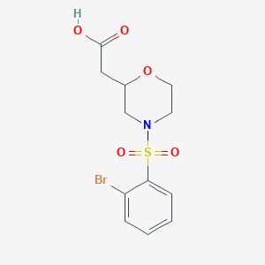 molecular formula C12H14BrNO5S B7579992 2-[4-(2-Bromophenyl)sulfonylmorpholin-2-yl]acetic acid 
