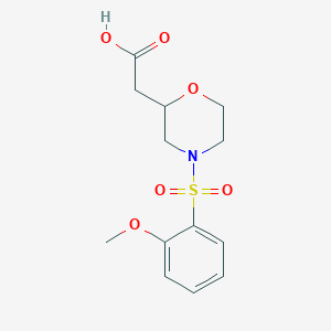 molecular formula C13H17NO6S B7580008 2-[4-(2-Methoxyphenyl)sulfonylmorpholin-2-yl]acetic acid 