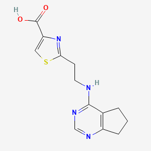 molecular formula C13H14N4O2S B7580037 2-[2-(6,7-dihydro-5H-cyclopenta[d]pyrimidin-4-ylamino)ethyl]-1,3-thiazole-4-carboxylic acid 