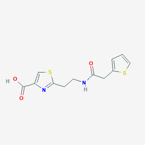 molecular formula C12H12N2O3S2 B7580064 2-[2-[(2-Thiophen-2-ylacetyl)amino]ethyl]-1,3-thiazole-4-carboxylic acid 