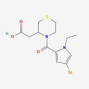 molecular formula C13H17BrN2O3S B7580100 2-[4-(4-Bromo-1-ethylpyrrole-2-carbonyl)thiomorpholin-3-yl]acetic acid 
