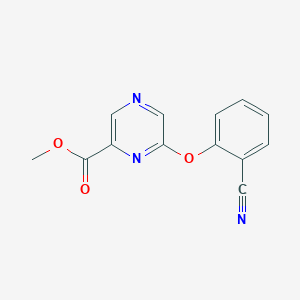 molecular formula C13H9N3O3 B7580129 Methyl 6-(2-cyanophenoxy)pyrazine-2-carboxylate 