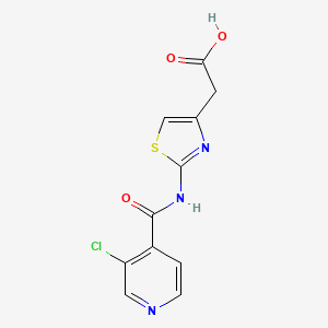 molecular formula C11H8ClN3O3S B7580139 2-[2-[(3-Chloropyridine-4-carbonyl)amino]-1,3-thiazol-4-yl]acetic acid 