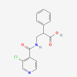 molecular formula C15H13ClN2O3 B7580143 3-[(3-Chloropyridine-4-carbonyl)amino]-2-phenylpropanoic acid 