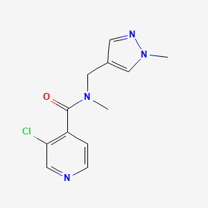 molecular formula C12H13ClN4O B7580198 3-chloro-N-methyl-N-[(1-methylpyrazol-4-yl)methyl]pyridine-4-carboxamide 