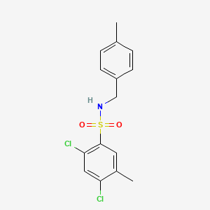 molecular formula C15H15Cl2NO2S B7580218 2,4-dichloro-5-methyl-N-[(4-methylphenyl)methyl]benzenesulfonamide 
