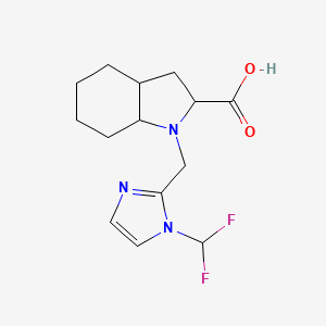 molecular formula C14H19F2N3O2 B7580219 1-[[1-(Difluoromethyl)imidazol-2-yl]methyl]-2,3,3a,4,5,6,7,7a-octahydroindole-2-carboxylic acid 