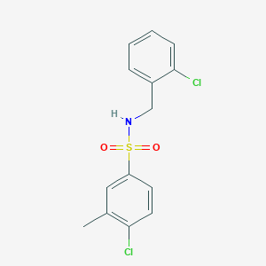molecular formula C14H13Cl2NO2S B7580224 4-chloro-N-[(2-chlorophenyl)methyl]-3-methylbenzene-1-sulfonamide 