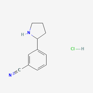 molecular formula C11H13ClN2 B7580342 3-(Pyrrolidin-2-YL)benzonitrile hydrochloride 