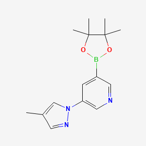 molecular formula C15H20BN3O2 B7580352 5-(4-Methyl-1H-pyrazol-1-yl)pyridine-3-boronic acid pinacol ester 