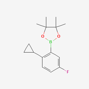 molecular formula C15H20BFO2 B7580371 2-(2-Cyclopropyl-5-fluorophenyl)-4,4,5,5-tetramethyl-1,3,2-dioxaborolane 