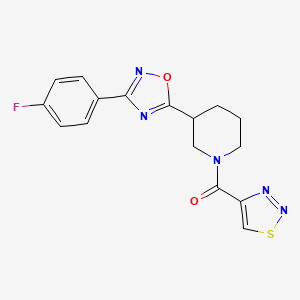 molecular formula C16H14FN5O2S B7580402 [3-[3-(4-Fluorophenyl)-1,2,4-oxadiazol-5-yl]piperidin-1-yl]-(thiadiazol-4-yl)methanone 