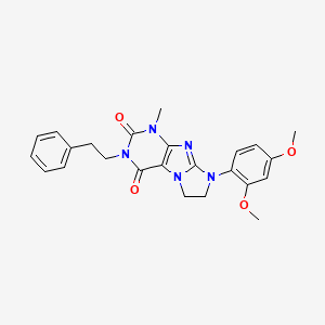 molecular formula C24H25N5O4 B7580408 8-(2,4-Dimethoxyphenyl)-1-methyl-3-(2-phenylethyl)-1,3,5-trihydroimidazolidino [1,2-h]purine-2,4-dione 