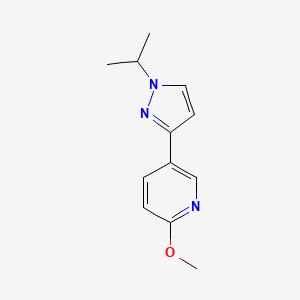 molecular formula C12H15N3O B7580429 2-Methoxy-5-(1-propan-2-ylpyrazol-3-yl)pyridine 