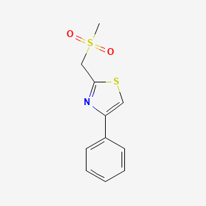 molecular formula C11H11NO2S2 B7580488 2-(Methylsulfonylmethyl)-4-phenyl-1,3-thiazole 